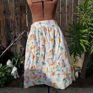 Retrolicious White Skirt with Retro Colorful Cartoon Print